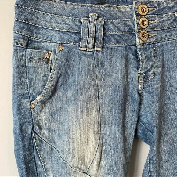 Zara TRF vintage women’s Y2K distressed 4 button zip fly patchwork jeans size 10 - Picture 5 of 16